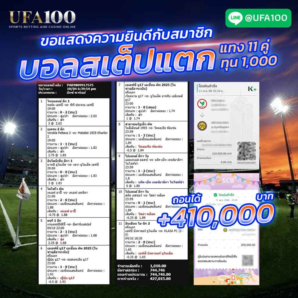 สเต็ปแตก 11 คู่ ของลูกค้า UFA100